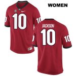 Women's Georgia Bulldogs NCAA #10 Kearis Jackson Nike Stitched Red Authentic College Football Jersey OXK4854FD